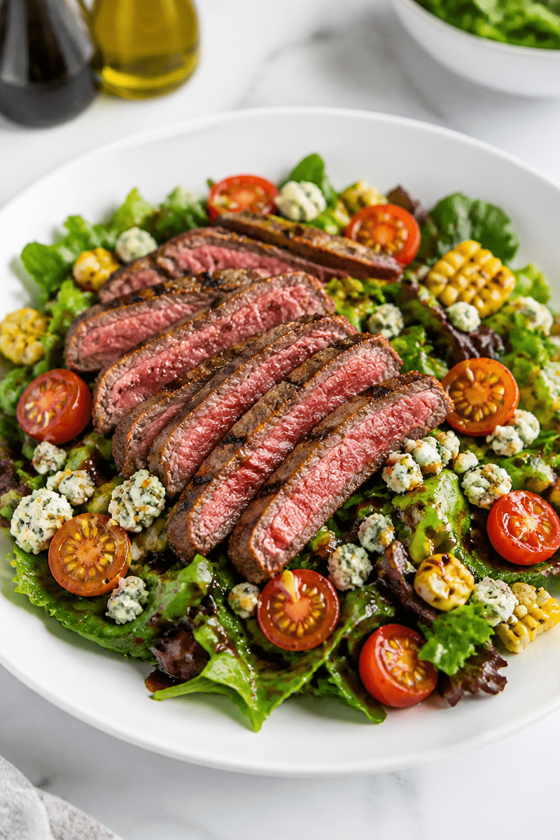 balsamic steak gorgonzola salad with grilled corn 1