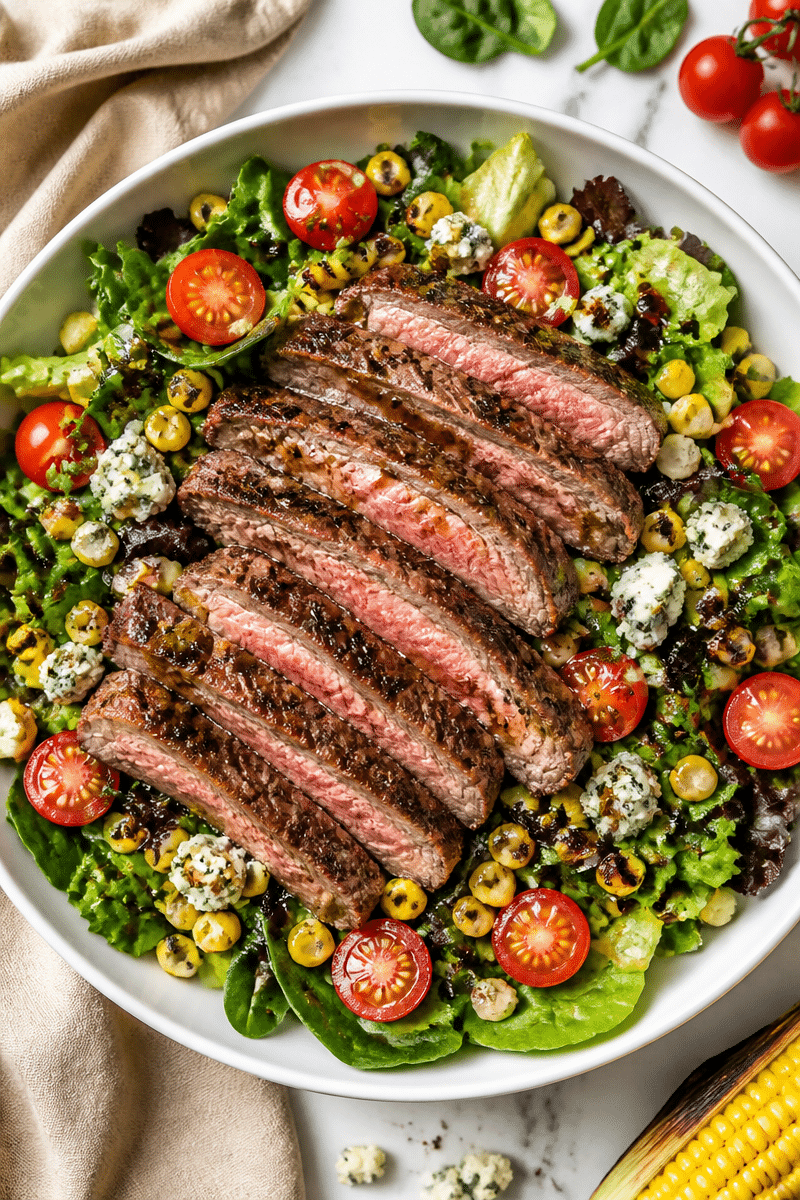 balsamic steak gorgonzola salad with grilled corn 2