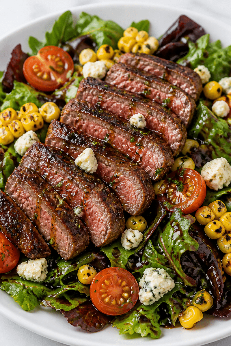 balsamic steak gorgonzola salad with grilled corn 4