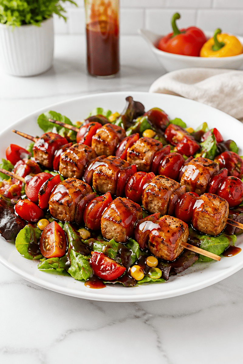 BBQ Chicken Skewer Salad bbq chicken skewer salad 1