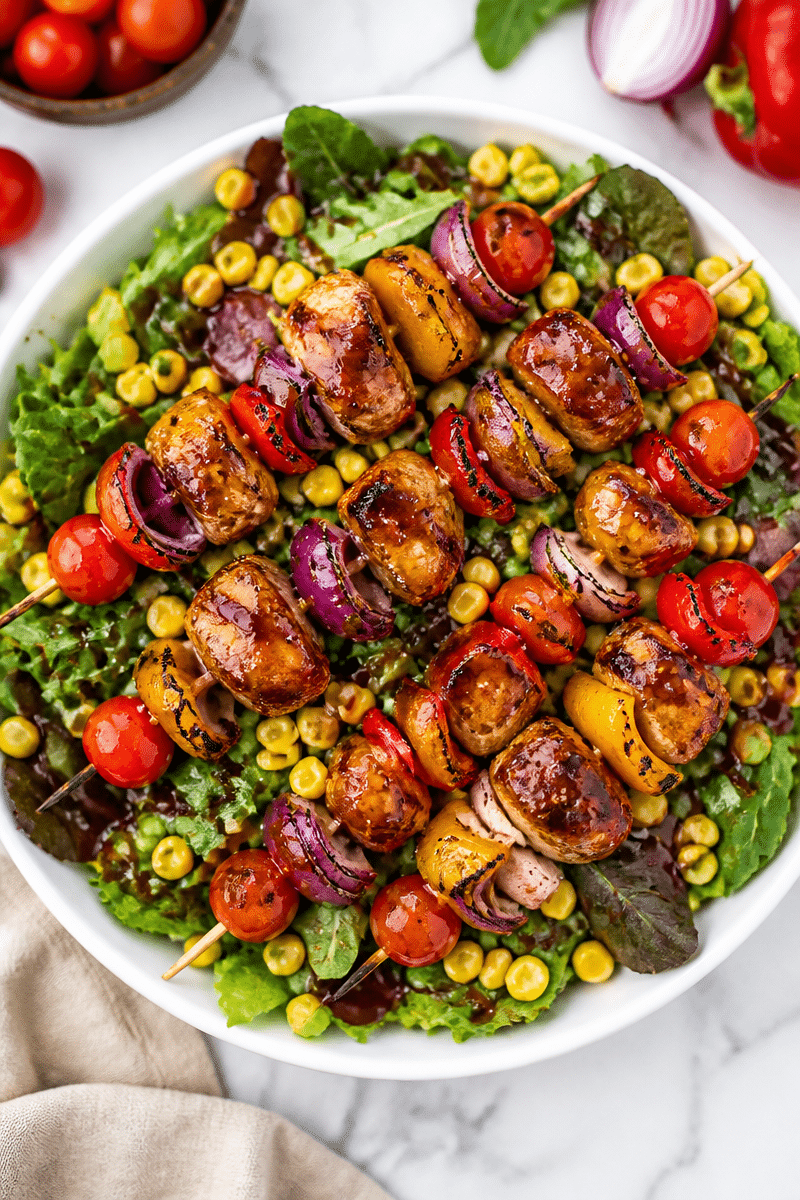 BBQ Chicken Skewer Salad bbq chicken skewer salad 2