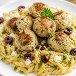 greek chicken meatballs with lemon orzo 1