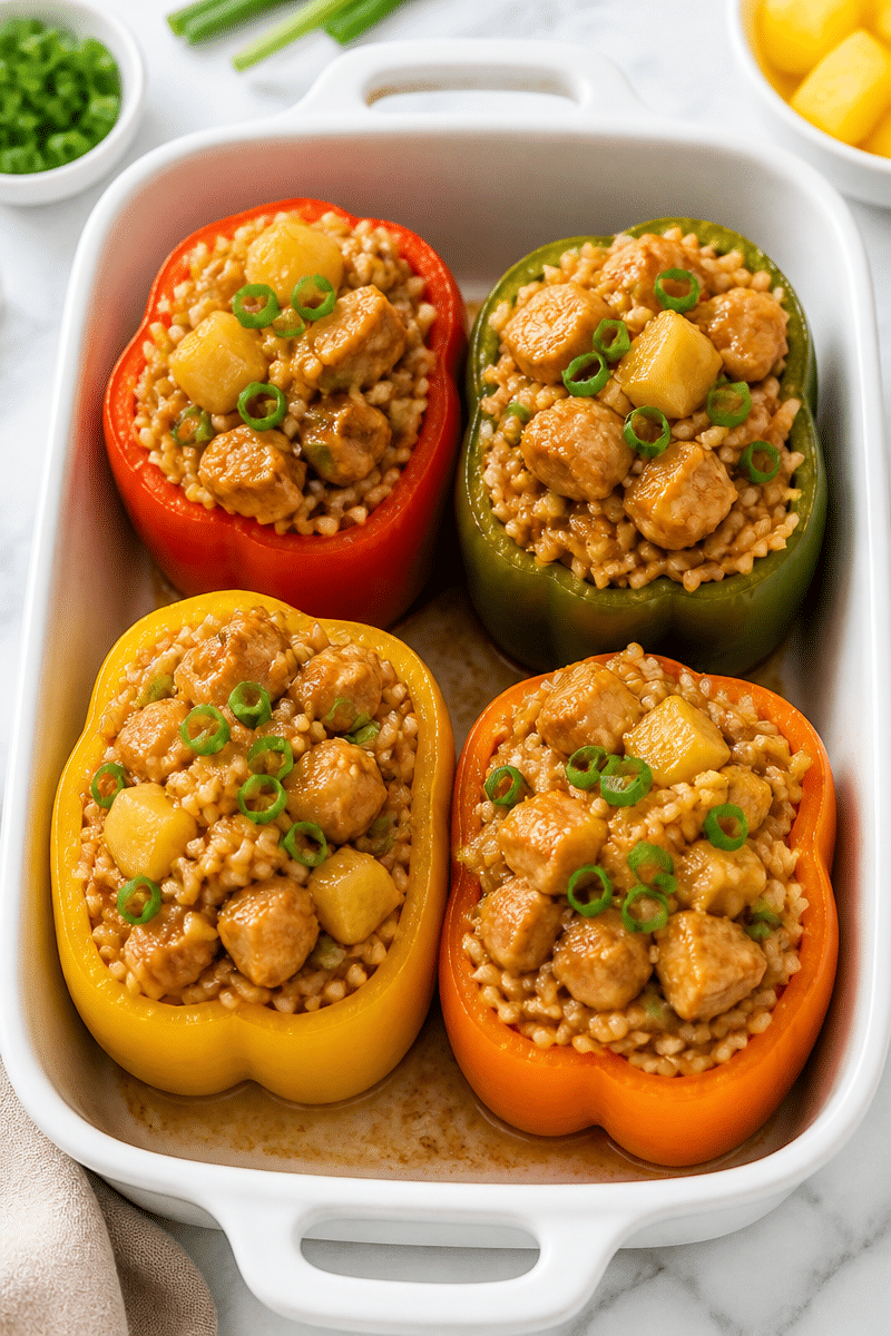 Teriyaki Pineapple Chicken and Rice Stuffed Peppers teriyaki pineapple chicken and rice stuffed pepper 2
