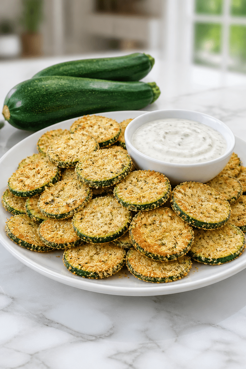 Crispy Baked Zucchini Chips with Ranch crispy baked zucchini chips with ranch 1