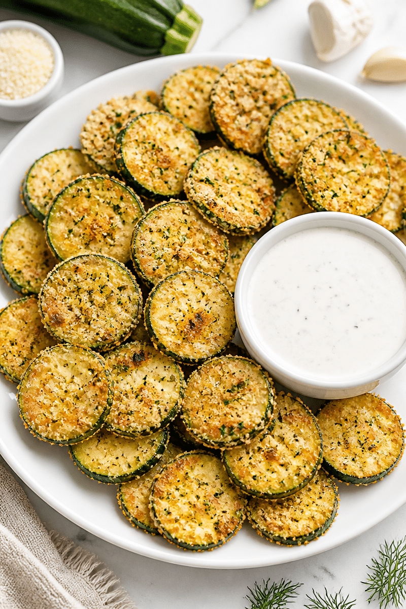 Crispy Baked Zucchini Chips with Ranch crispy baked zucchini chips with ranch 2