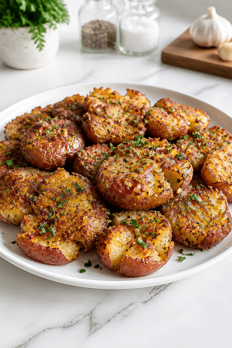 Crispy Smashed Red Potatoes with Garlic crispy smashed red potatoes with garlic 1