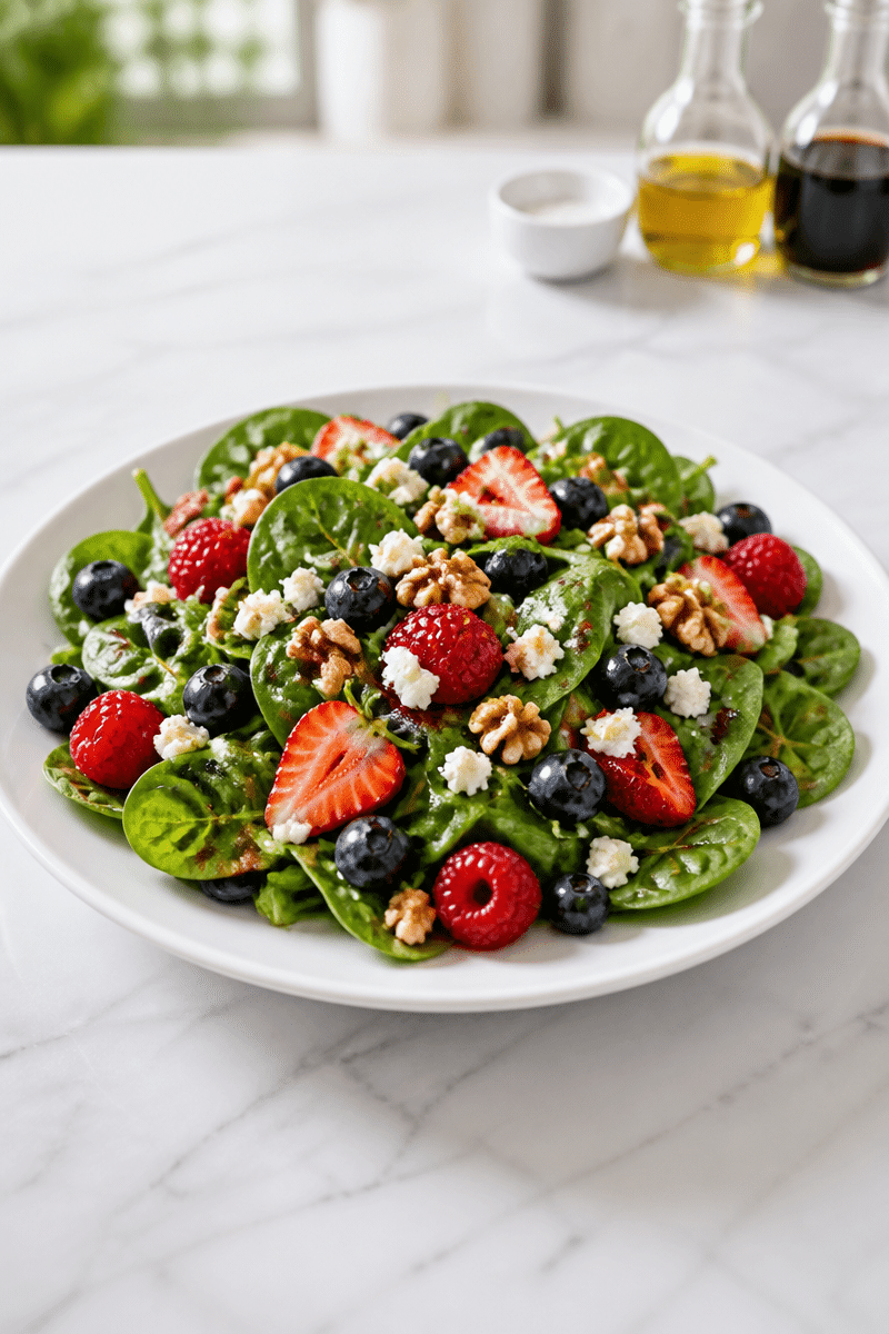 Fresh Berry and Spinach Salad with Walnuts fresh berry and spinach salad with walnuts 1