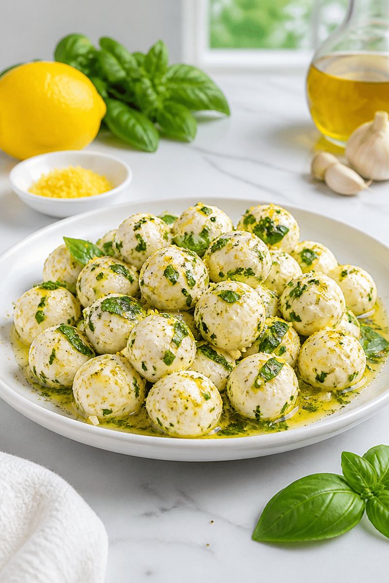 Lemon Basil Marinated Mozzarella Balls lemon basil marinated mozzarella balls 1