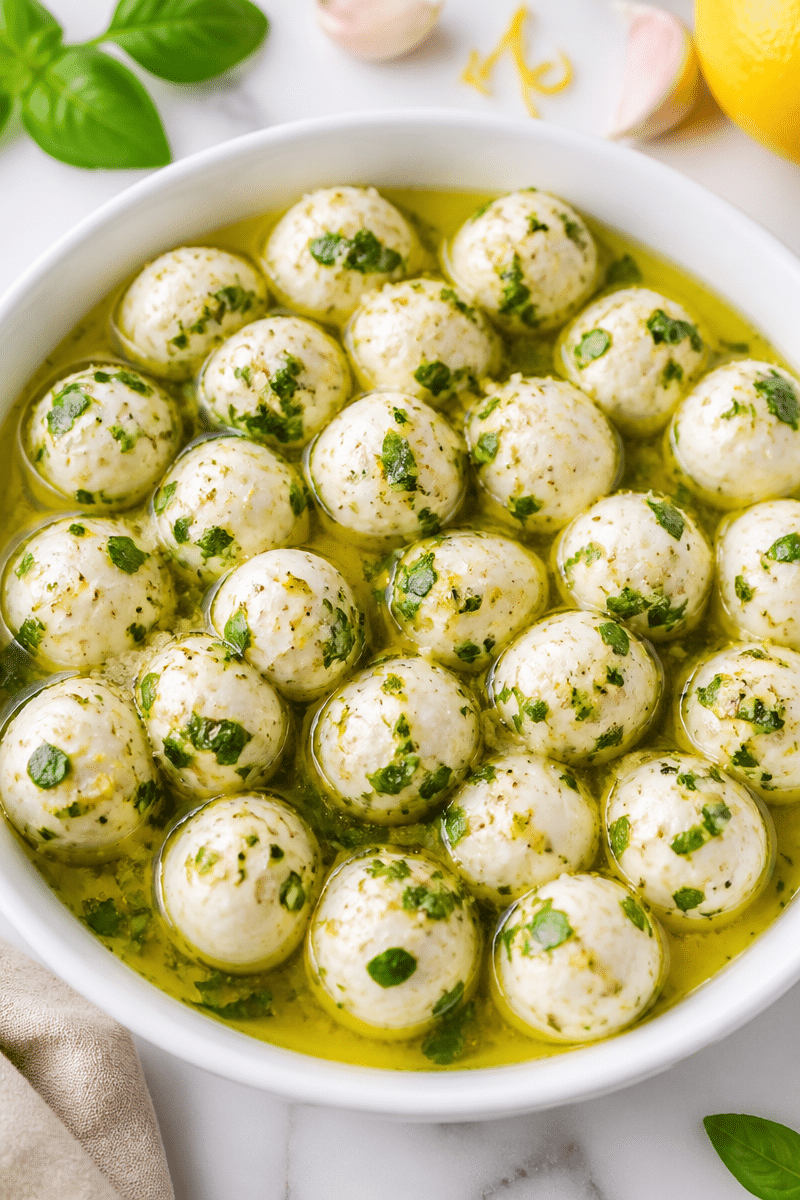 Lemon Basil Marinated Mozzarella Balls lemon basil marinated mozzarella balls 2