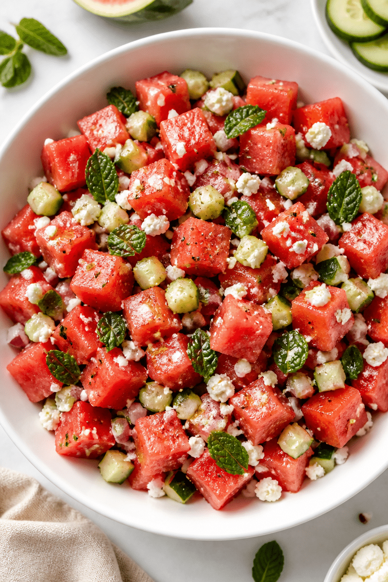 mediterranean watermelon salad with feta 2