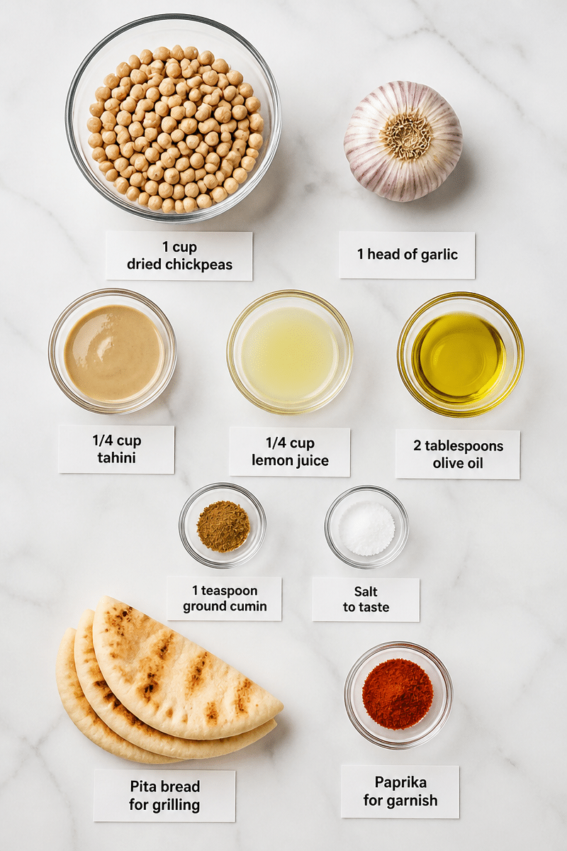 roasted garlic hummus with grilled pita 3