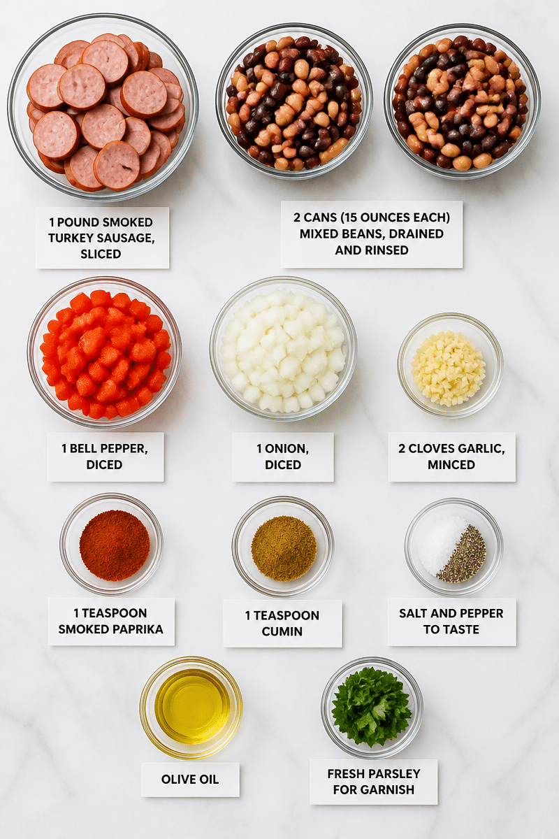 smoked turkey sausage and bean skillet 3
