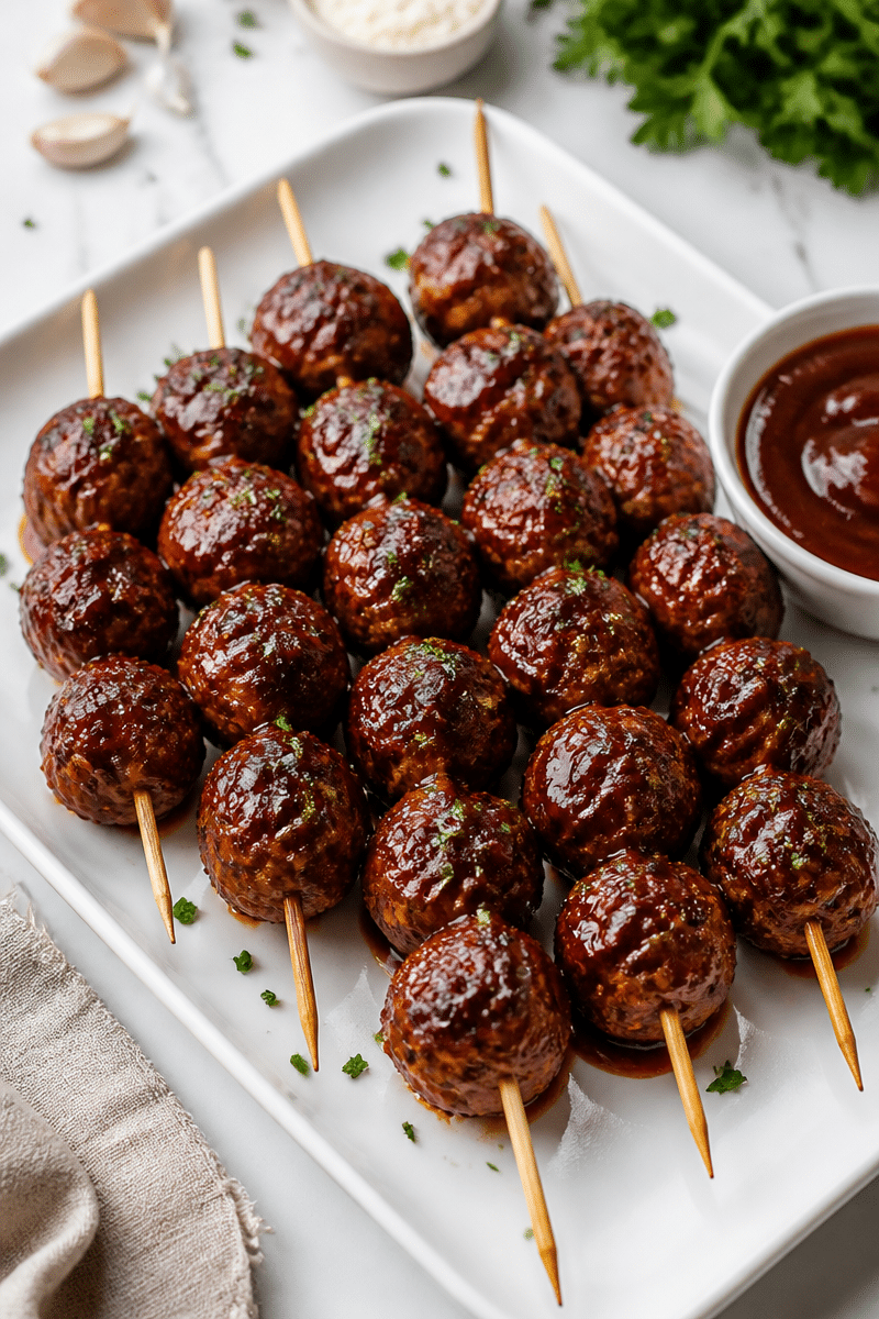 Sweet and Spicy BBQ Beef Meatball Skewers sweet and spicy bbq beef meatball skewers 2