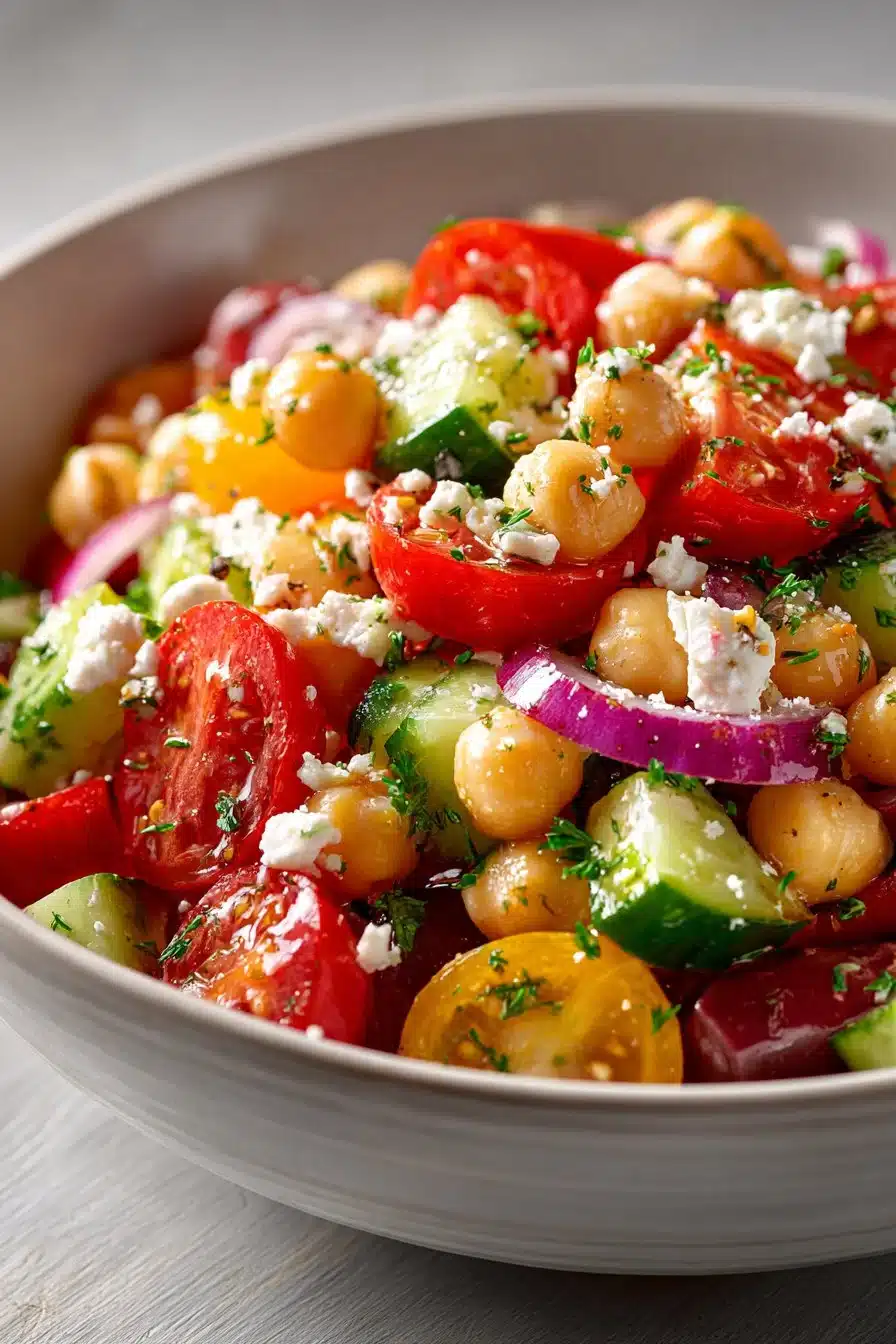 Easy Mediterranean Diet Chickpea Salad Easy Mediterranean Diet Chickpea Salad For Summer