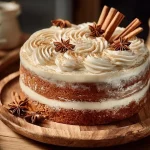 Delicious Brown Sugar Chai Cake topped with a creamy glaze and spices