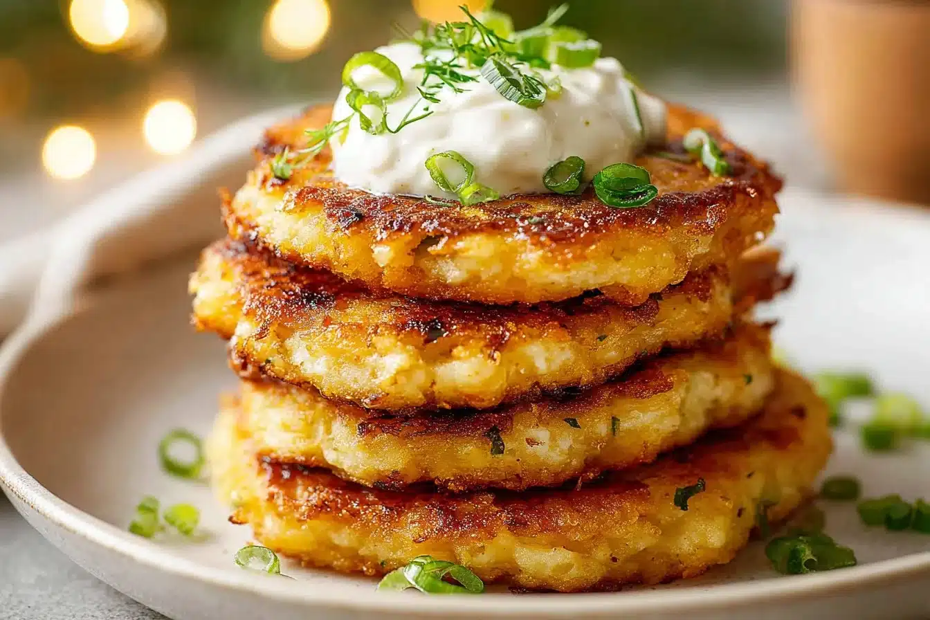 Delicious homemade cauliflower fritters served on a plate