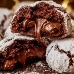 A plate of delicious Chocolate Snowball Cookies coated in powdered sugar.