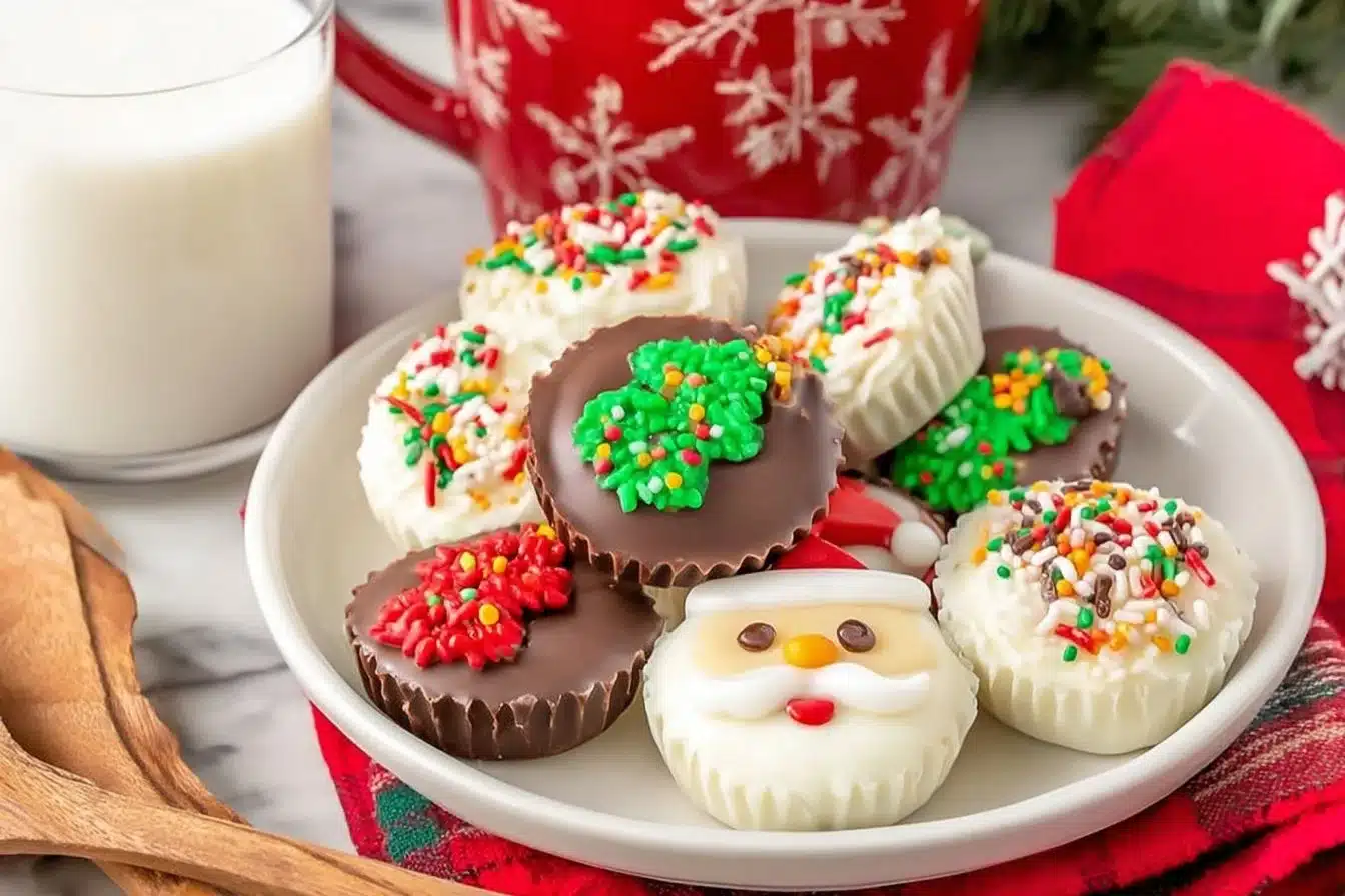 Delicious Christmas Peanut Butter Cups, a festive chocolate and peanut butter treat