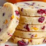 Freshly baked cranberry orange shortbread cookies on a cooling rack