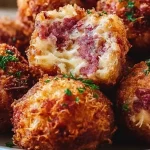 Delicious crispy Reuben balls served on a plate