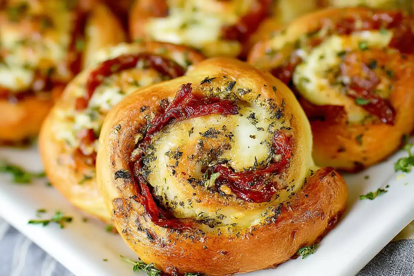 Deliciously rolled pizza pinwheels filled with cheese and toppings