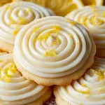 Freshly baked lemon frosted cookies with a zesty frosting on top