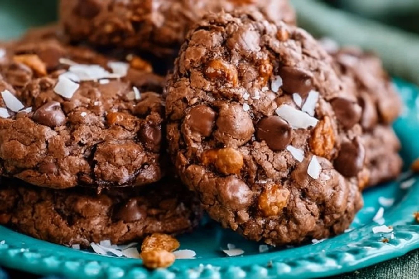 Delicious Magic Brownie Cookies on a plate, showcasing their rich chocolate texture.