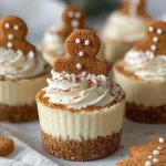 No-Bake Gingerbread Cheesecake Cups topped with whipped cream and spices