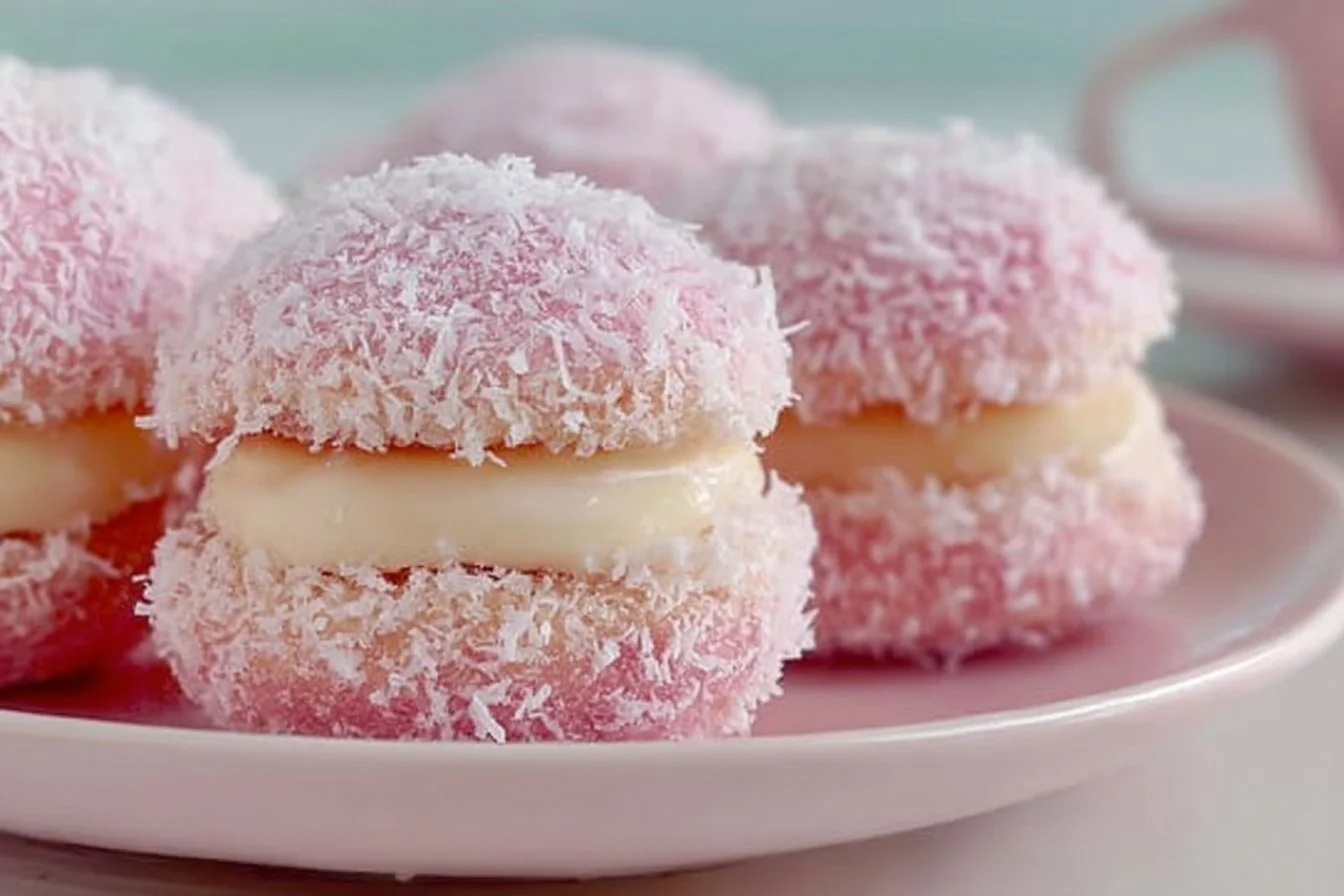 Delicious old fashioned raspberry cream jelly cakes with creamy filling