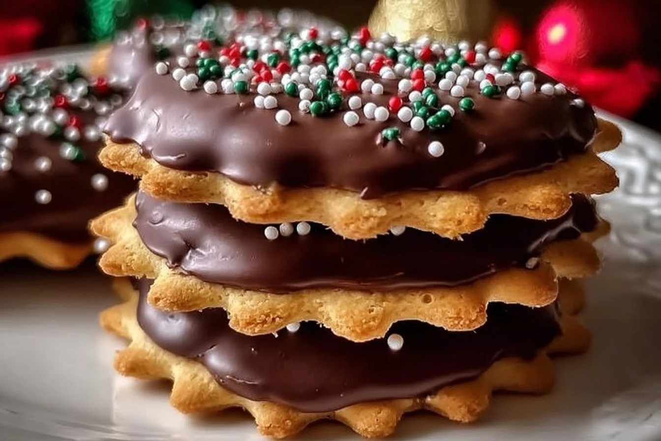 Ritz Cracker Christmas Cookies arranged on a festive plate
