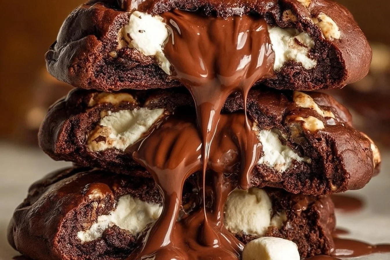 Delicious homemade Rocky Road Cookies with chocolate, marshmallows, and nuts