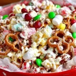 Delicious Snow Day Snack Mix featuring nuts, pretzels, and chocolate treats.
