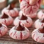 Delicious Strawberry Kiss Cookies with a fresh strawberry on top.