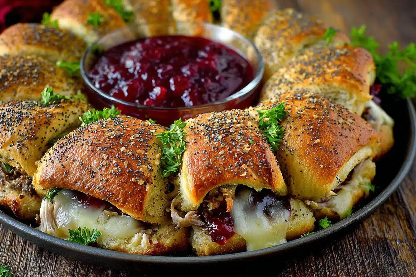Turkey Crescent Roll Ring served on a festive table