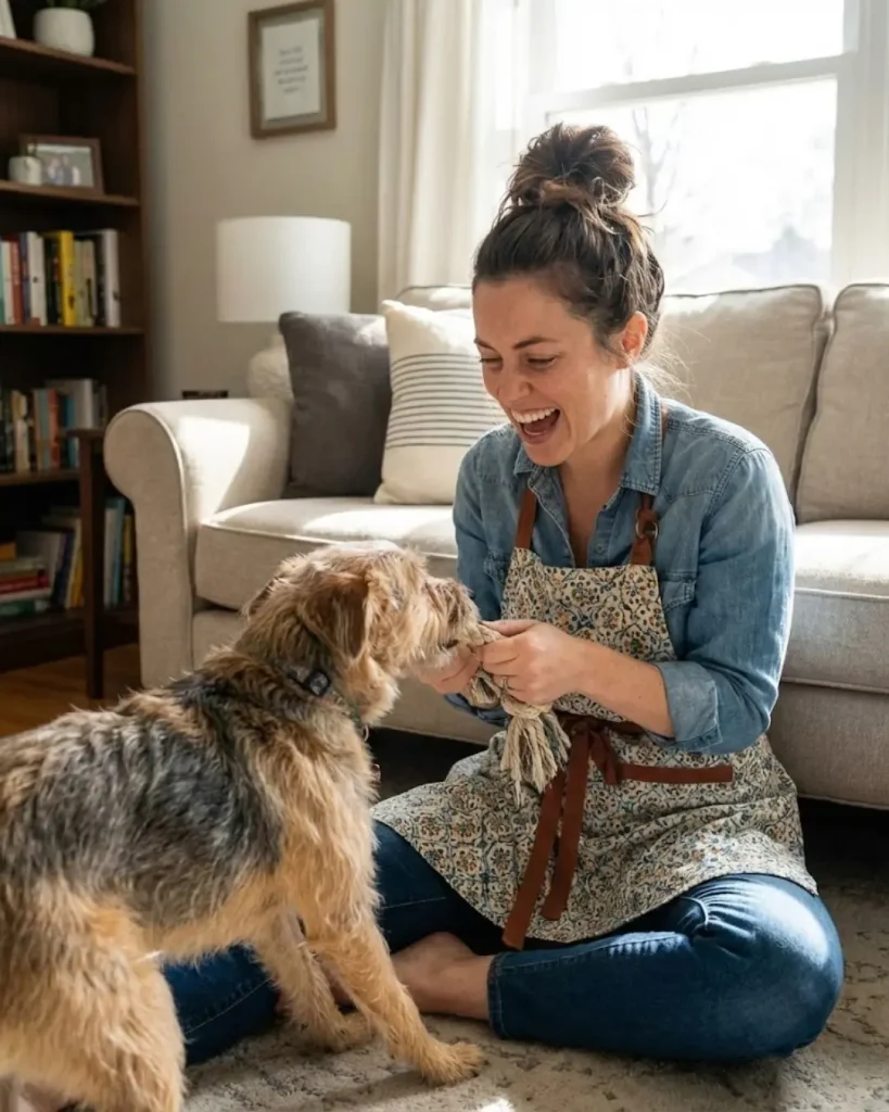 Evelyn Rose with dog