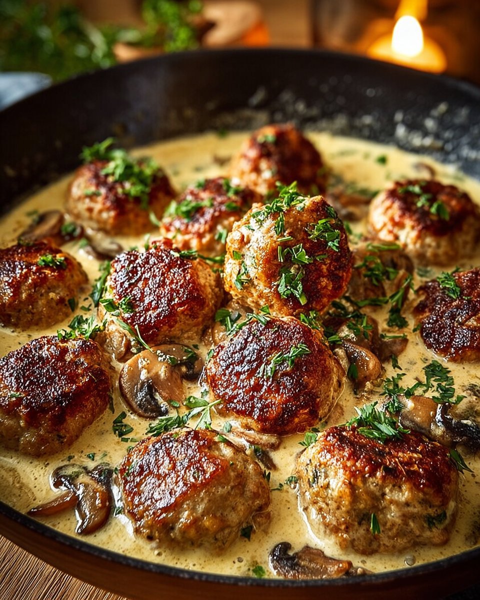 Creamy Mushroom Chicken Meatballs Creamy Mushroom Chicken Meatballs