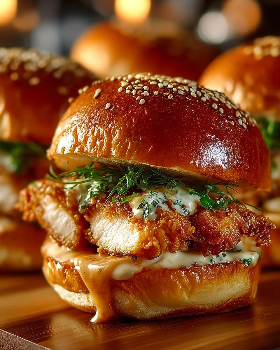 Bang Bang Chicken Sliders served on a platter with fresh toppings and sauce