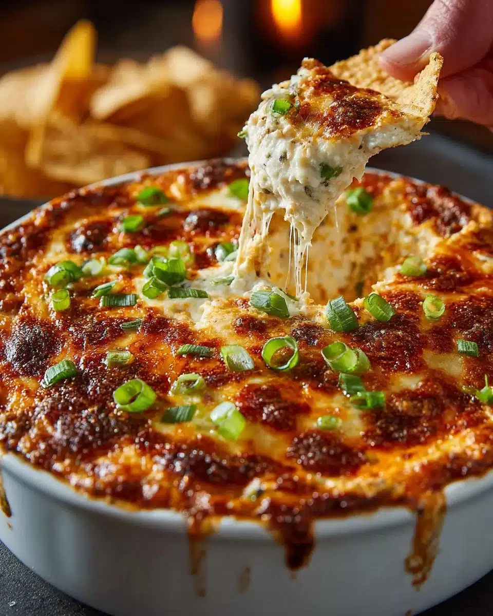 Creamy Buffalo Chicken Dip served in a bowl, perfect for appetizers and game days.