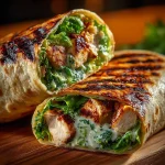 Delicious Chicken Caesar Salad Wrap filled with fresh ingredients