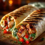Delicious Chipotle Ranch Grilled Chicken Burrito wrapped in a tortilla