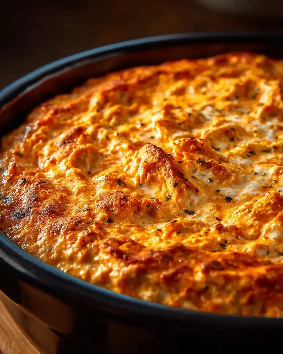Delicious Crockpot Buffalo Chicken Dip served in a bowl with tortilla chips.