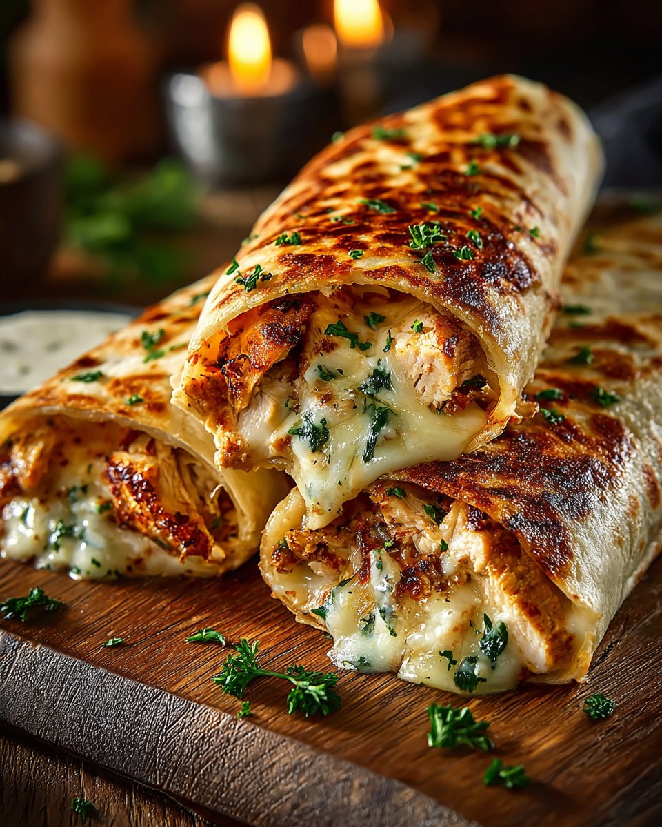 Cheesy Garlic Chicken Wraps Cheesy Garlic Chicken Wraps