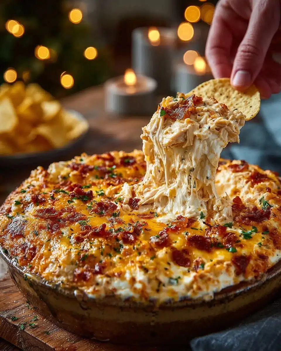 Creamy and spicy Easy Buffalo Chicken Dip served in a bowl with crackers.