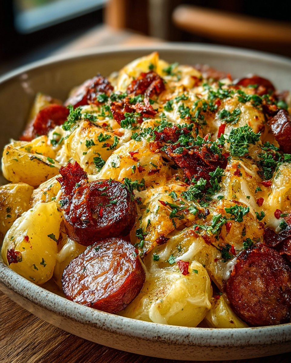 Cheesy Ranch Potatoes and Smoked Sausage