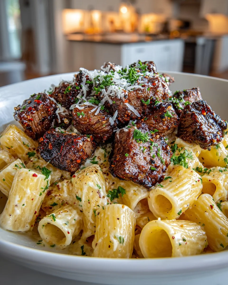 Cajun Steak Tips with Creamy Parmesan Rigatoni Cajun Steak Tips with Creamy Parmesan Rigatoni