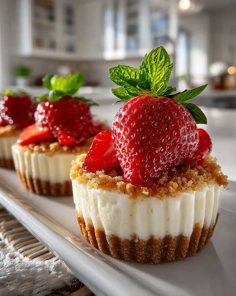 Cheesecake Deviled Strawberries topped with creamy cheesecake filling and strawberry slices