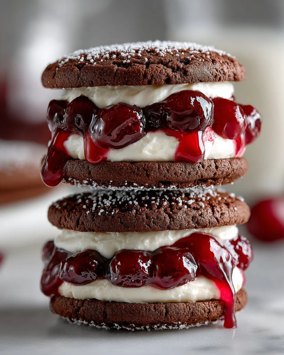 Cherry Filled Chocolate Sandwich Cookies Cherry Filled Chocolate Sandwich Cookies
