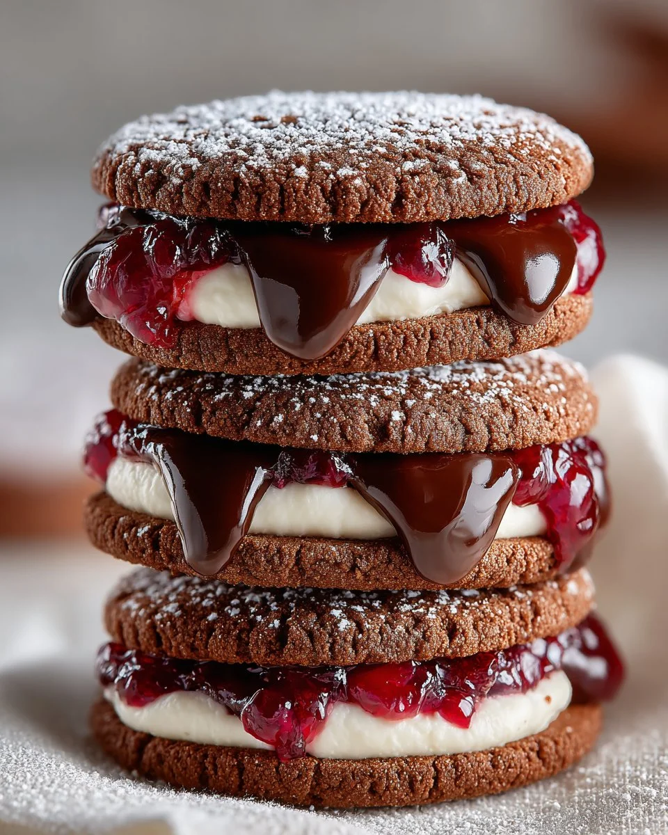 Cherry Filled Chocolate Sandwich Cookies Cherry Filled Chocolate Sandwich Cookies