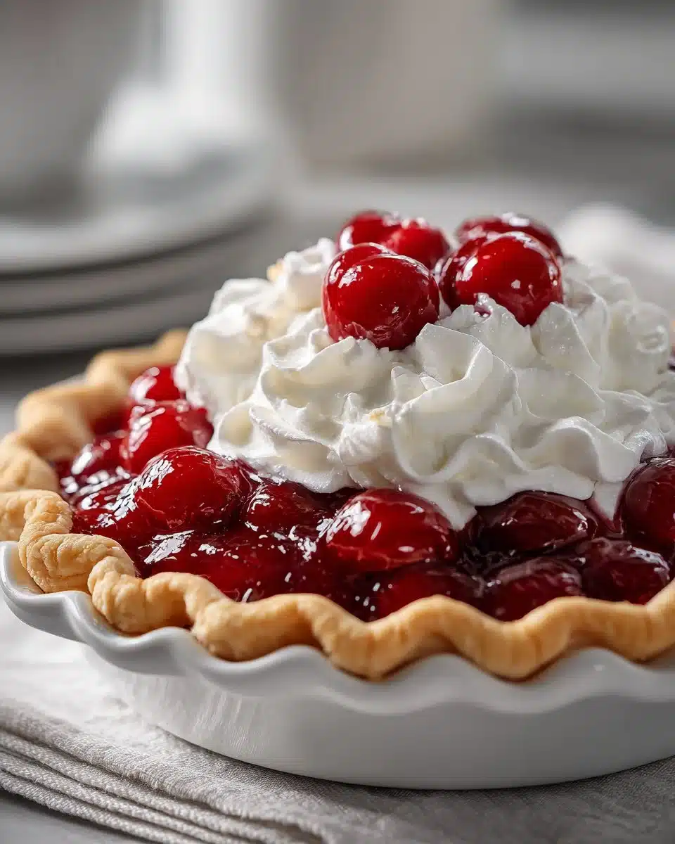 Delicious Cherry Fluff dessert with cherries and whipped cream