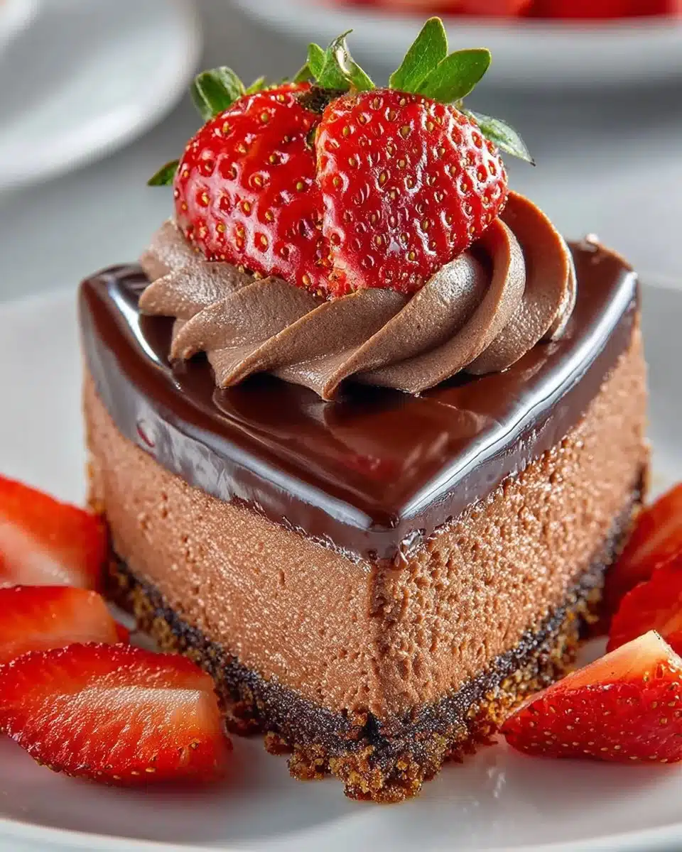 Decadent chocolate cheesecake topped with chocolate shavings and a buttery crust